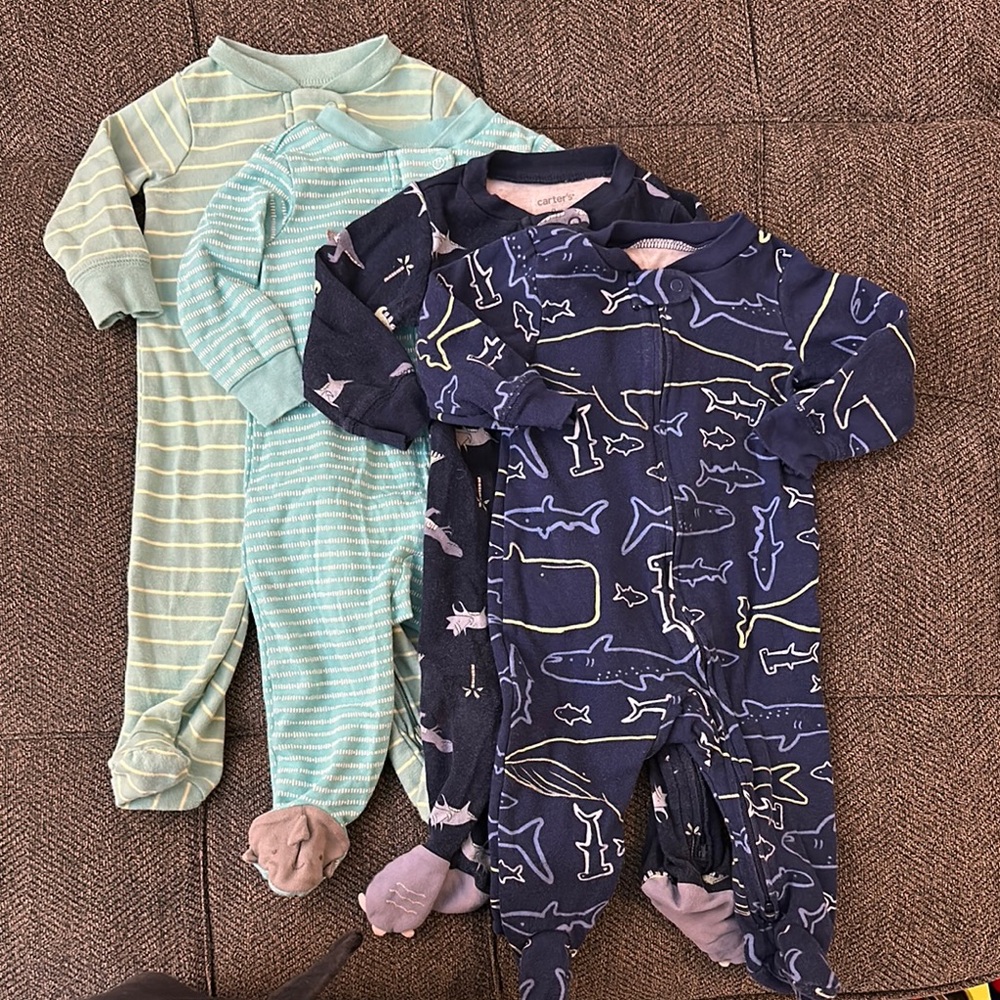 Carter's Blue and Green Footies